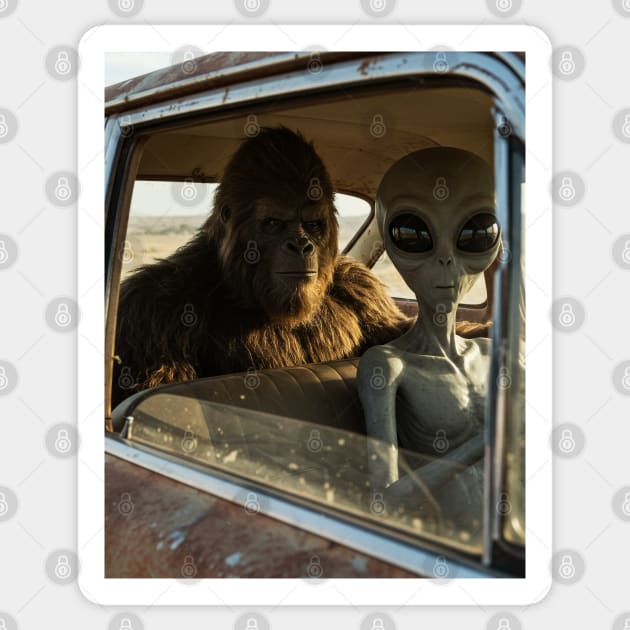 Alien and Bigfoot-Believe-5 Sticker by Megadorim